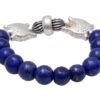 Lapis Lazuli Gemstone Beaded Flexible Bracelet With Silver Elements BS-1077