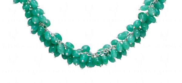 Emerald Gemstone Oval Shaped Bead Chain In 925 Sterling Silver CP-1077