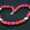 Necklace Of Chalcedony Tumbles With Silver Plated Tortoise Spacer Bead FN-1077