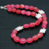 Necklace Of Chalcedony Tumbles With Silver Plated Tortoise Spacer Bead FN-1077