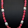 Necklace Of Chalcedony Tumbles With Silver Plated Tortoise Spacer Bead FN-1077
