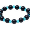 Black Onyx & Blue Topaz Gemstone Beaded Flexible Bracelet BS-1078