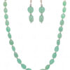Necklace Set Of Sea Green Aquamarine Tumbles With Silver Plated Elements FN-1078