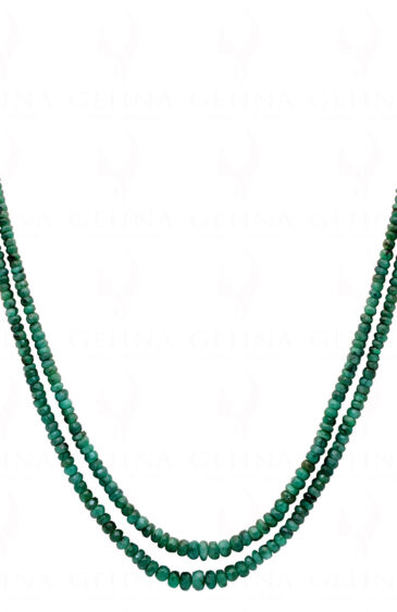 2 Rows Of Natural Emerald Gemstone Round Faceted Bead Strand NP-1078