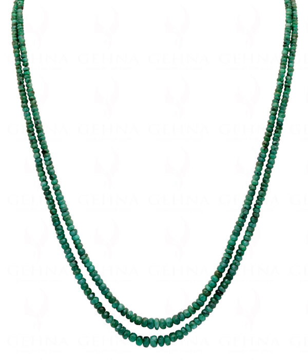 2 Rows Of Natural Emerald Gemstone Round Faceted Bead Strand NP-1078