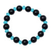 Black Onyx & Blue Topaz Gemstone Beaded Flexible Bracelet BS-1078