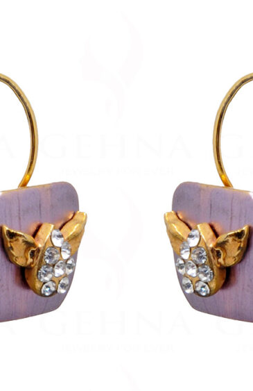 Simulated Diamond Studded Cushion Shape Earrings FE-1078