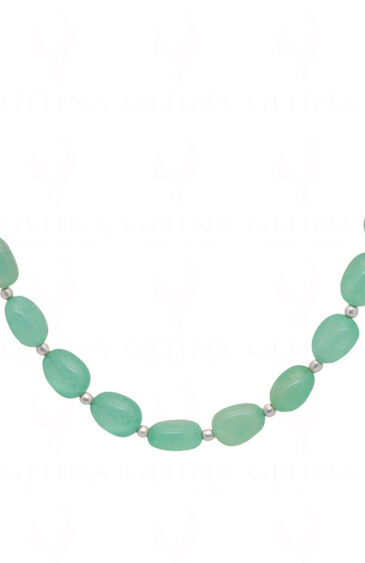 Necklace Set Of Sea Green Aquamarine Tumbles With Silver Plated Elements FN-1078