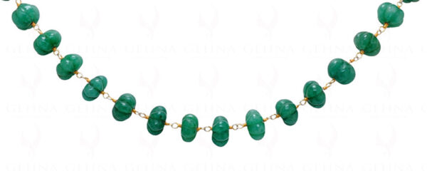 Green Color Emerald Melon Shaped Bead Chain In .925 Silver CP-1079