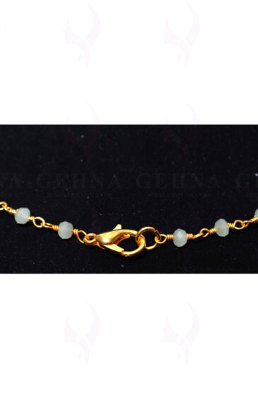 Aquamarine Color Chalcedony Stone Faceted Bead Chain .925 Sterling Silver CS-1079