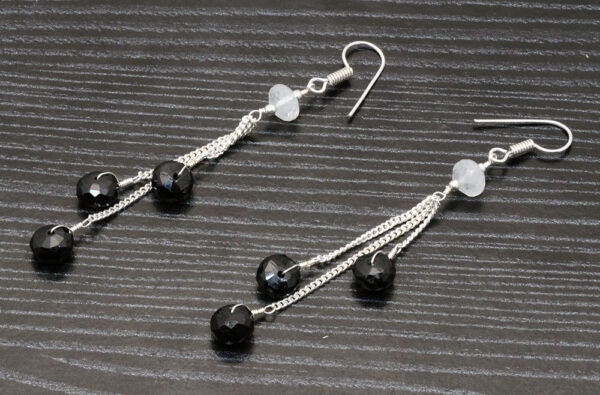 Spinel & Rainbow Moonstone Gemstone Earrings In .925 Sterling Silver ES-1079