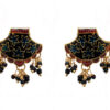 Black Onyx Studded With Blue & Red Color Enamel Work Earrings FE-1079