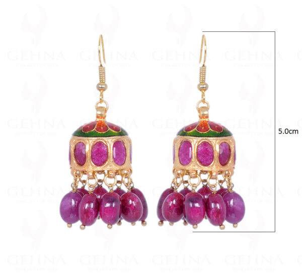 Ruby Gemstone Bead With Ruby Studded Jhumki Style Earrings LE01-1079