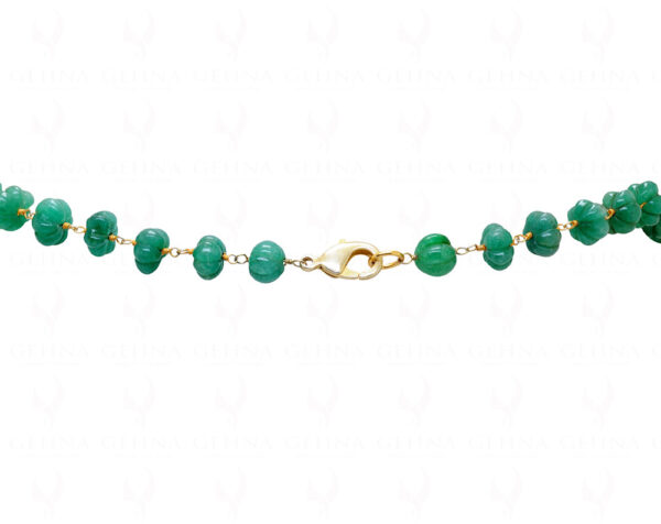 Green Color Emerald Melon Shaped Bead Chain In .925 Silver CP-1079