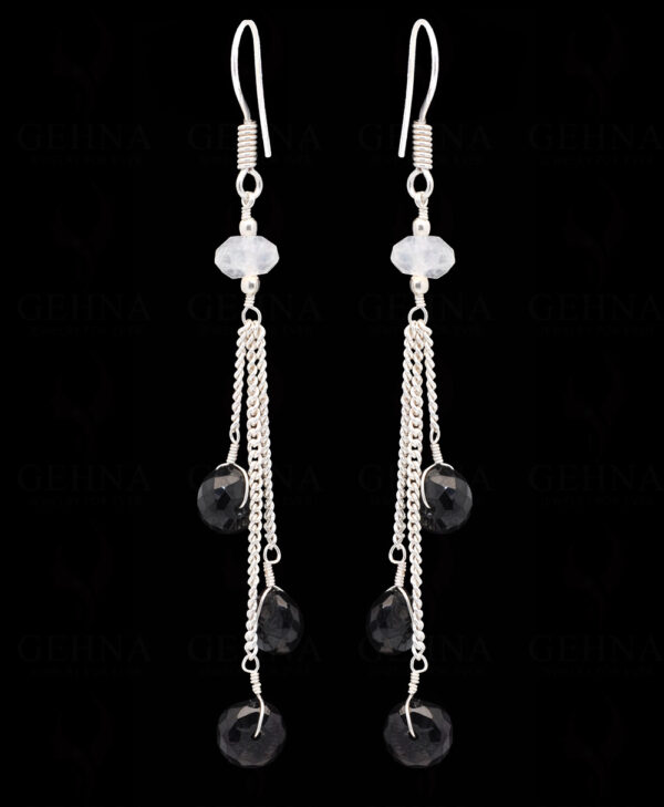 Spinel & Rainbow Moonstone Gemstone Earrings In .925 Sterling Silver ES-1079