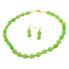 Necklace Set Of Prehnite Tumble Shaped Bead With Gold Plated Elements FN-1079