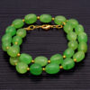 Necklace Set Of Prehnite Tumble Shaped Bead With Gold Plated Elements FN-1079