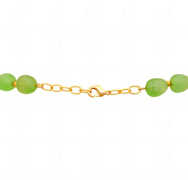 Necklace Set Of Prehnite Tumble Shaped Bead With Gold Plated Elements FN-1079