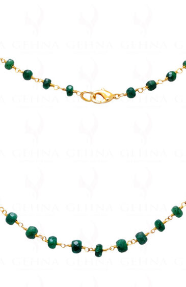 Emerald Gemstone Faceted Bead Chain Knotted In .925 Sterling Silver CP-1080