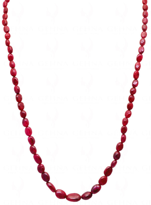 Natural Ruby Gemstone Oval Shaped Cabochon Bead Necklace NP-1080