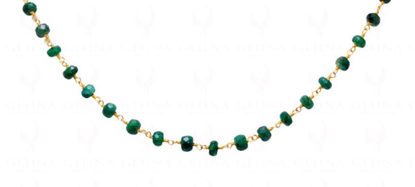 Emerald Gemstone Faceted Bead Chain Knotted In .925 Sterling Silver CP-1080