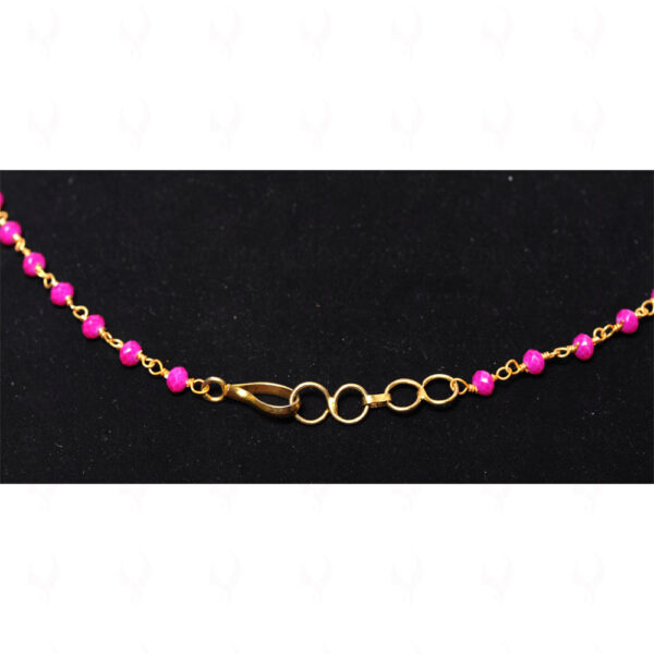 Pink Chalcedony Stone Faceted Bead Chain .925 Sterling Silver CS-1080