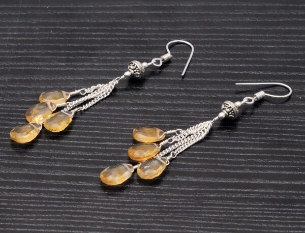 Citrine Gemstone Faceted Drops Earrings Made In .925 Sterling Silver ES-1080