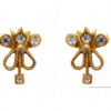 Simulated Diamond Studded Yellow Gold Plated Bow Shape Earrings FE-1080