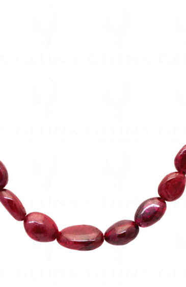 Natural Ruby Gemstone Oval Shaped Cabochon Bead Necklace NP-1080