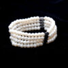 4 Rows Of Pearl Gemstone Beaded Flexible Bracelet BS-1080