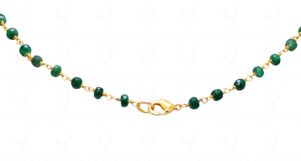 Emerald Gemstone Faceted Bead Chain Knotted In .925 Sterling Silver CP-1080