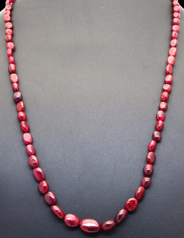 Natural Ruby Gemstone Oval Shaped Cabochon Bead Necklace NP-1080