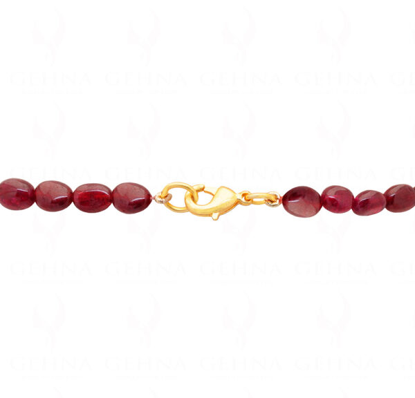 Natural Ruby Gemstone Oval Shaped Cabochon Bead Necklace NP-1080