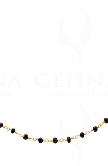 Black Onyx Stone Faceted Bead Chain .925 Sterling Silver CS-1081