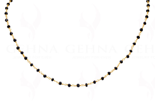 Black Onyx Stone Faceted Bead Chain .925 Sterling Silver CS-1081