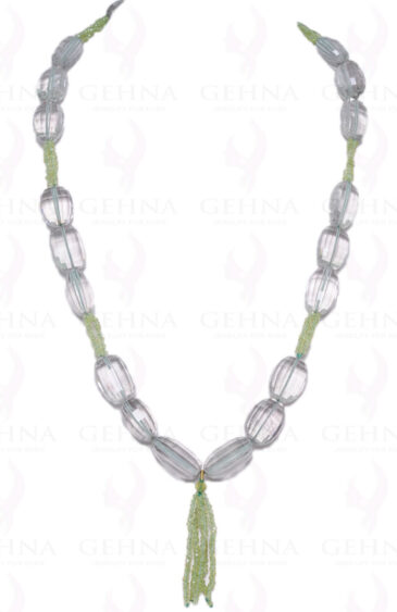 Green Amethyst & Peridot Gemstone Faceted Bead Necklace NS-1081