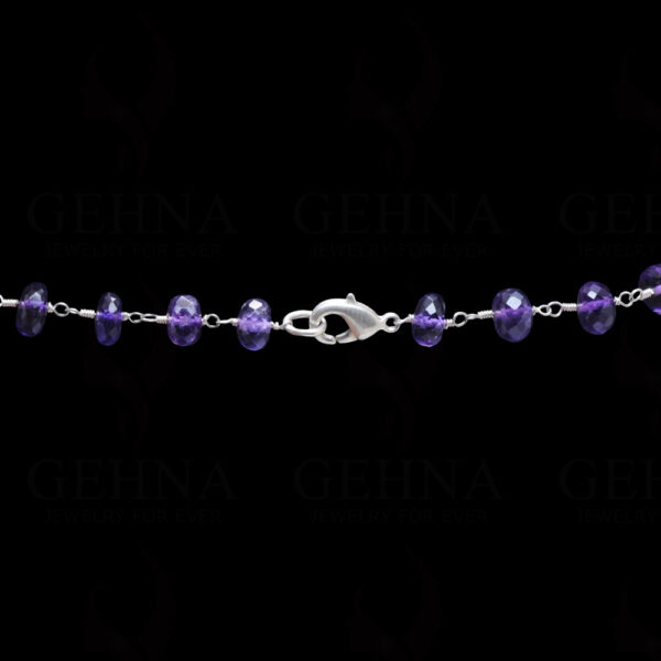 Amethyst & Pearl Coin Shape Bead Chain In .925 Sterling Silver Cm1081