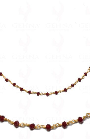 Red Garnet Color Stone Faceted Bead Chain .925 Sterling Silver CS-1082