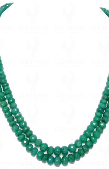 2 Rows Of Sakota Emerald Gemstone Round Faceted Bead String NP-1082