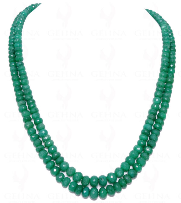 2 Rows Of Sakota Emerald Gemstone Round Faceted Bead String NP-1082