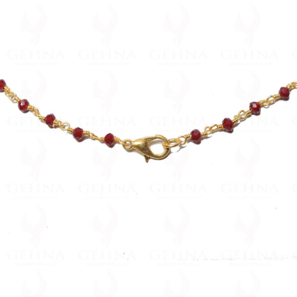 Red Garnet Color Stone Faceted Bead Chain .925 Sterling Silver CS-1082