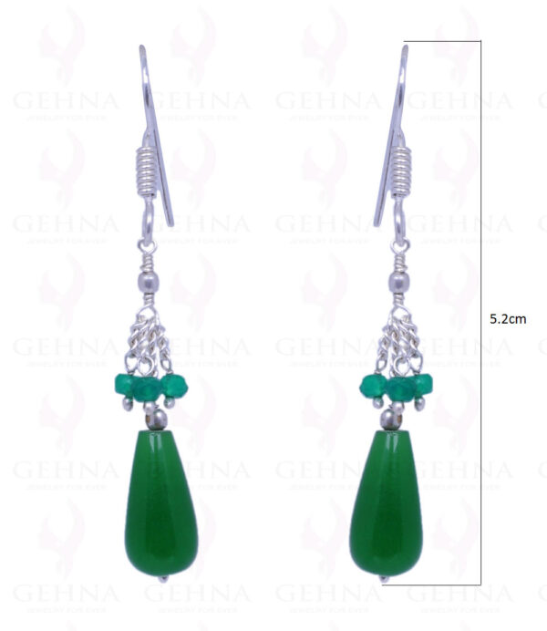 Onyx & Green Jade Gemstone Earrings Made In .925 Sterling Silver ES-1082