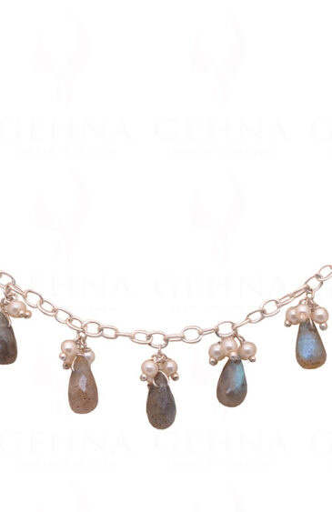 Pearl & Drop Shape Labradorite Gemstone Bead Necklace NM-1082