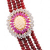 4 Row Of Ruby & Simulated Diamond Color Bead Necklace Set FN-1082