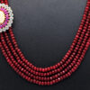 4 Row Of Ruby & Simulated Diamond Color Bead Necklace Set FN-1082