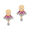4 Row Of Ruby & Simulated Diamond Color Bead Necklace Set FN-1082