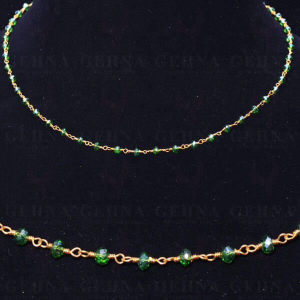 Savorite Green Color Stone Stone Faceted Bead Chain .925 Sterling Silver CS-1083