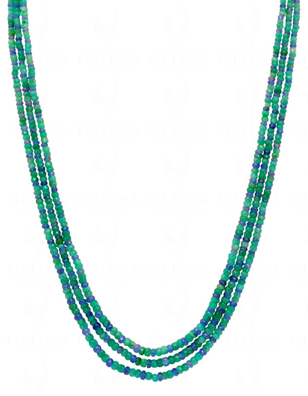 2 Rows Necklace Of Emerald & Blue Sapphire Natural Gemstone Bead NP-1083