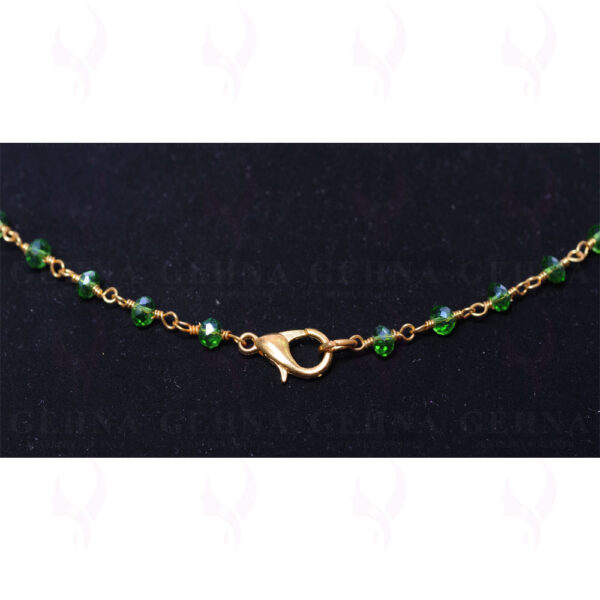 Savorite Green Color Stone Stone Faceted Bead Chain .925 Sterling Silver CS-1083