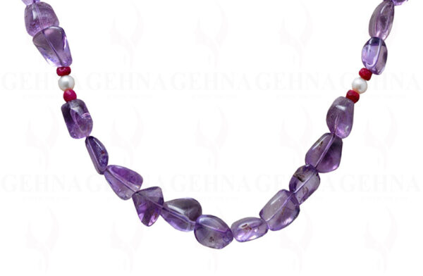 Pearl, Ruby & Amethyst Gemstone Tumble String NM-1083